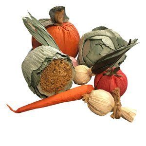 Paper Crafted Vegetables Garden Harvest Set of 8 Pumpkin Cabbage Tomatoe Carrot